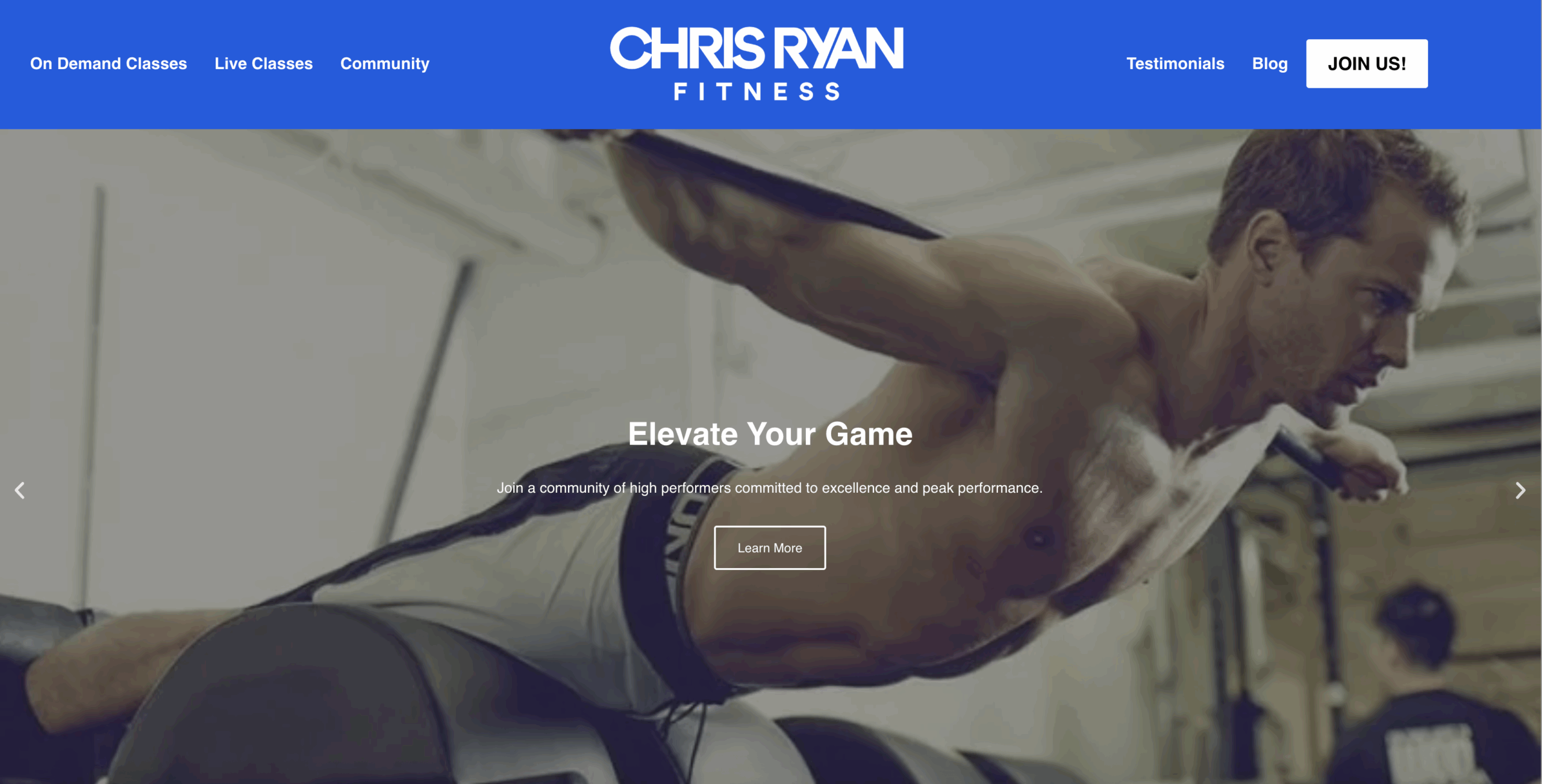 Chris Ryan Fitness coaching website design